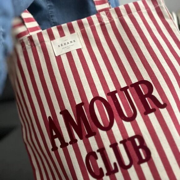New Sézane Amour Club Striped Tote Bag - Picture 1 of 4